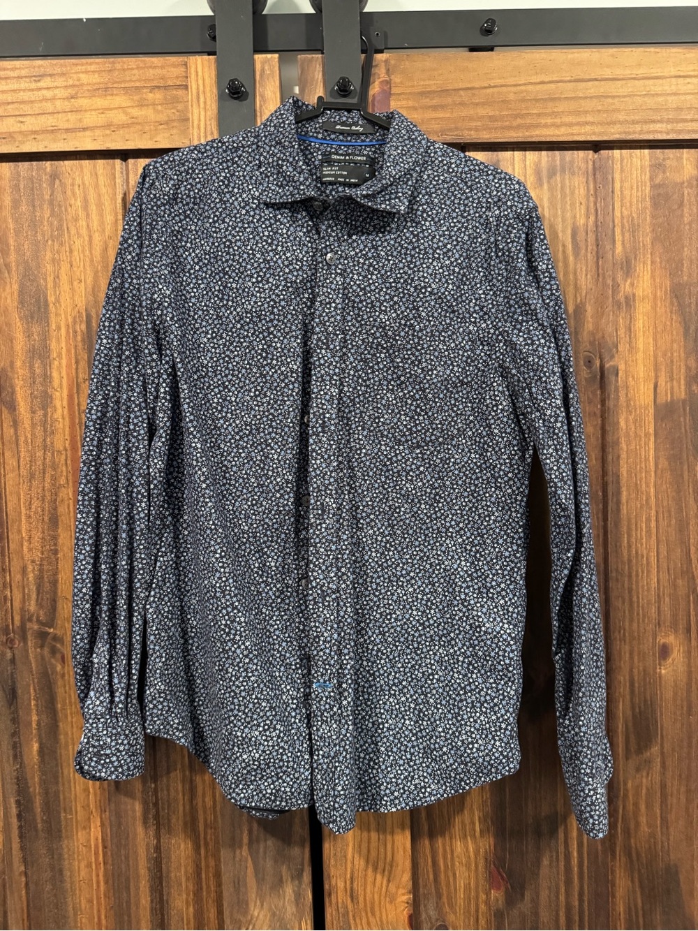 Denim & Flower Men’s Navy Micro Floral Button-Up Shirt